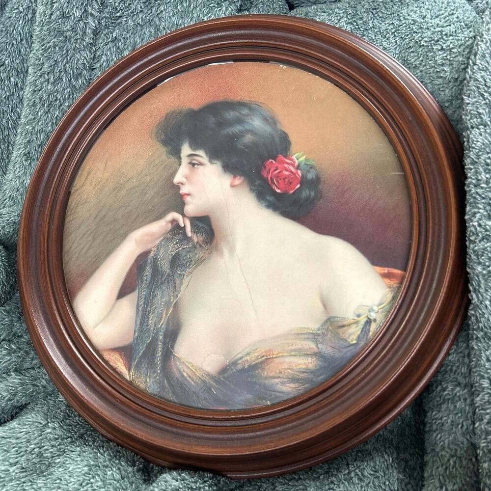 Portrait in Frame - Lovely Woman in a Round Frame c1980’s